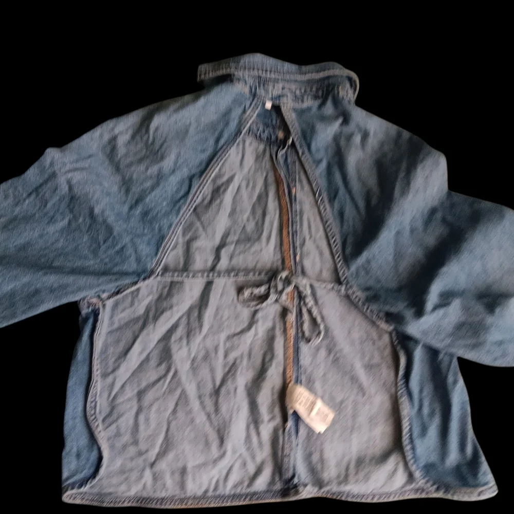 Zara Denim Cropped Top Open Back Size L - Picture 2 of 2